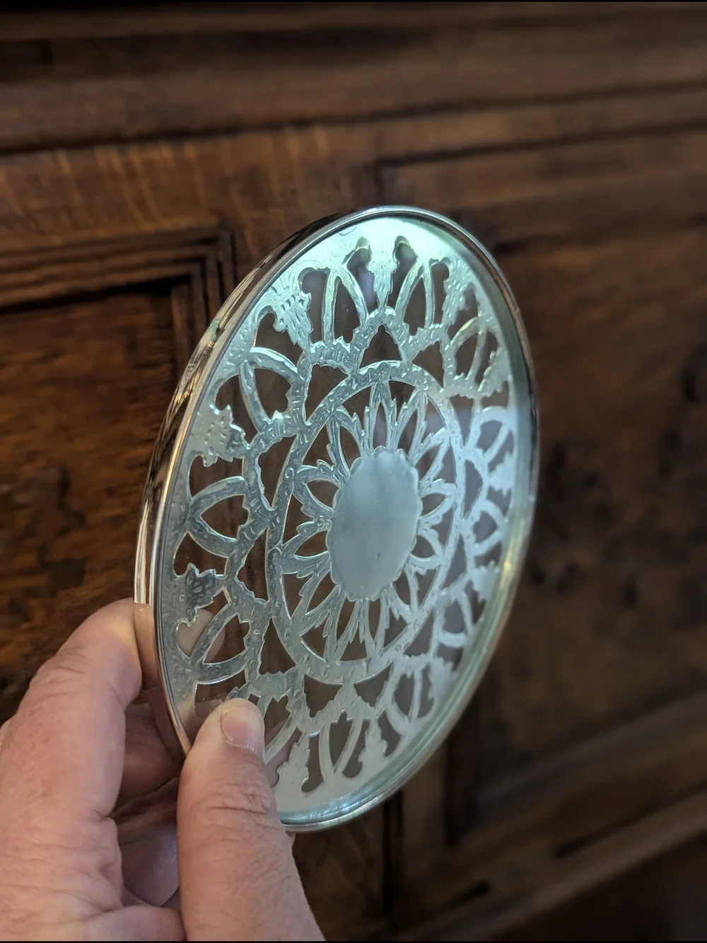 Reed & Barton Silver Plated Glass Pierced Trivet